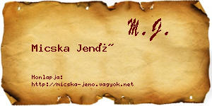 Micska Jenő névjegykártya